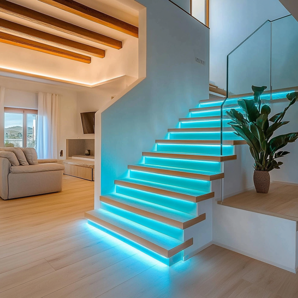 LED Staircase Lighting: Modern Ideas, Motion Sensor Kits & Safety Benefits