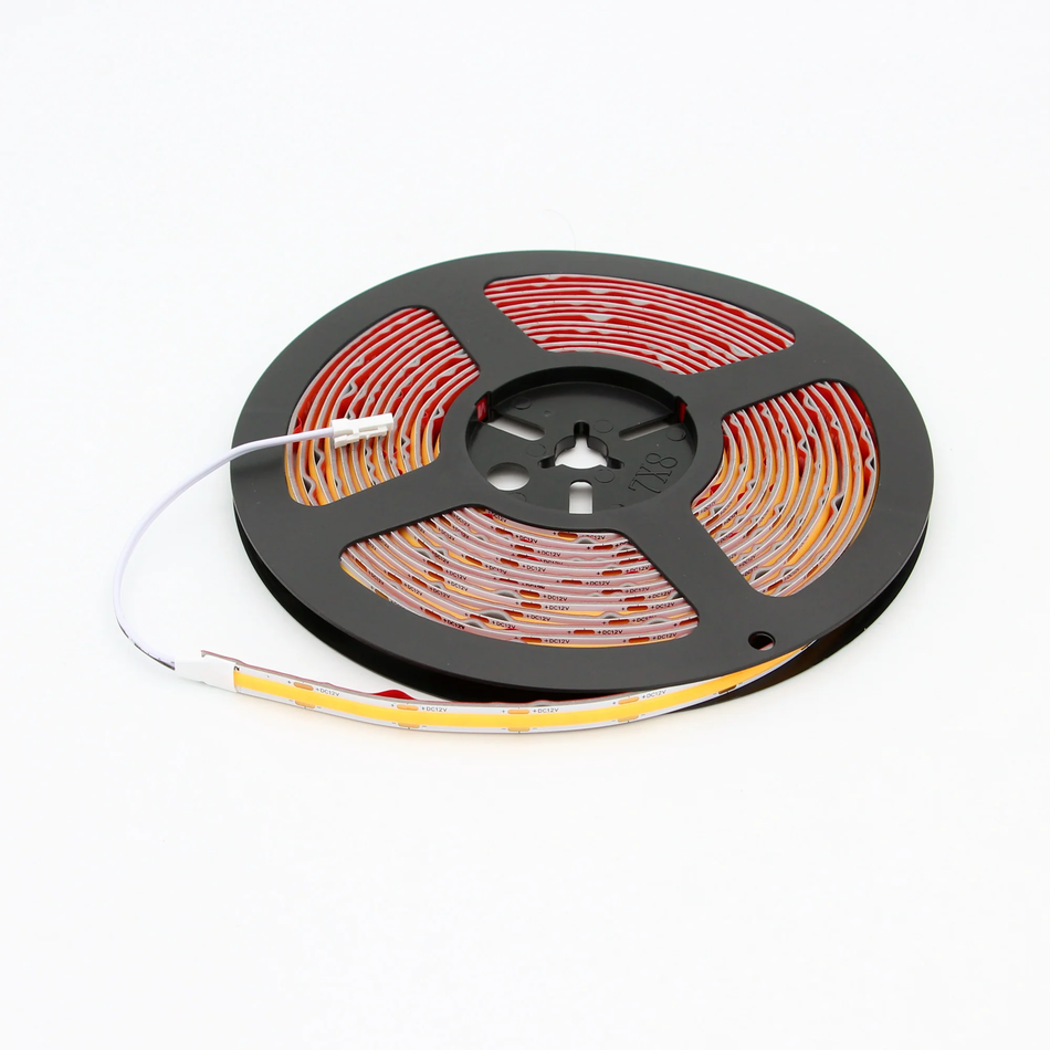 KOMIGAN 16.4FT Cuttable COB LED Strip Light – High Density Dotless Lighting, DC12V, CRI90+, 8mm Flexible Indoor LED Tape