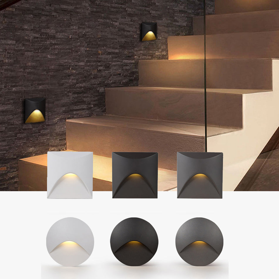 walkway LED stair step light 3W Round LED Wall Recessed Step Stair Light Indoor Outdoor IP65 Warm White 3000K