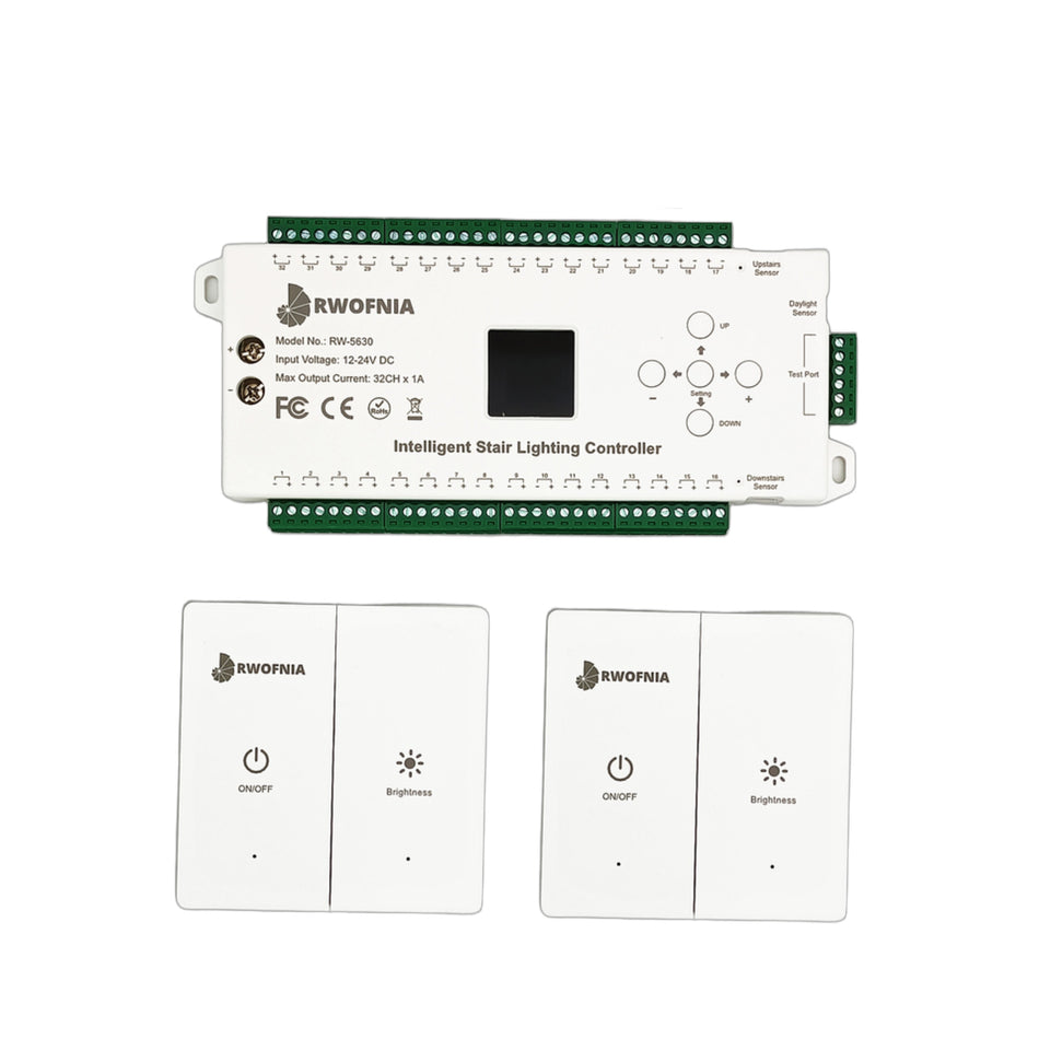 RW-5630 Smart Motion Sensor Stair Lighting Controller Kit (Controller + Motion Sensors + Wireless Switches)